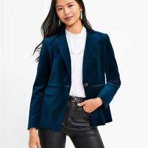 LOFT Velvet Modern Blazer teal